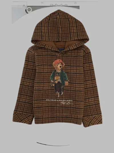 Polo Ralph Lauren Felpa Con Cappuccio In Fantasia Pied De Poule In Brown