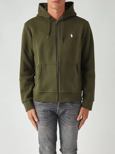 Polo Ralph Lauren Felpa Full Zip Con Cappuccio In Cotone Regular-fit Sweatshirt In Green