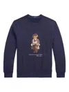 Polo Ralph Lauren Navy Blue Cotton Blend Sweatshirt With Iconic Bear Logo In Blue