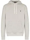 Polo Ralph Lauren Grey Cotton Hoodie With Contrasting Embroidered Logo In Gray