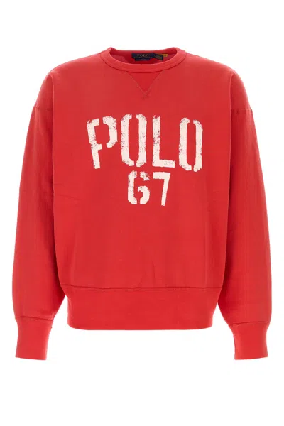 Polo Ralph Lauren Cotton Blend Sweatshirt Crew Neck Long Sleeves In Red