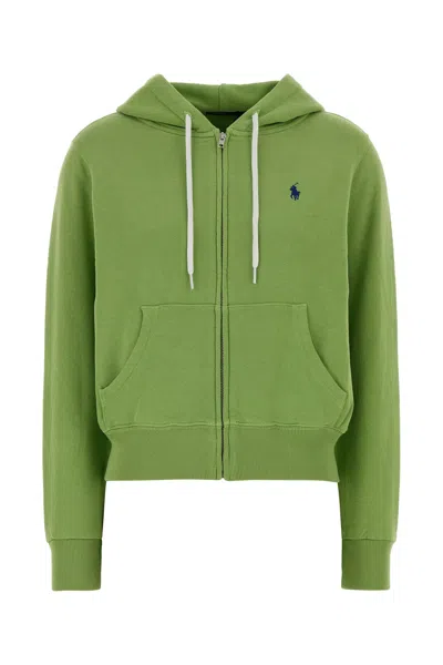 Polo Ralph Lauren Cotton Blend Hooded Sweatshirt Kangaroo Pocket In Green