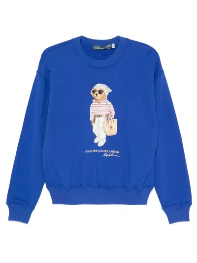 Polo Ralph Lauren Polo Bear Lightweight Fleece Crewneck In Blue