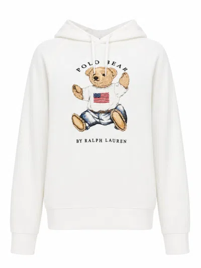 Polo Ralph Lauren Felpa "polo Bear" Con Logo In White