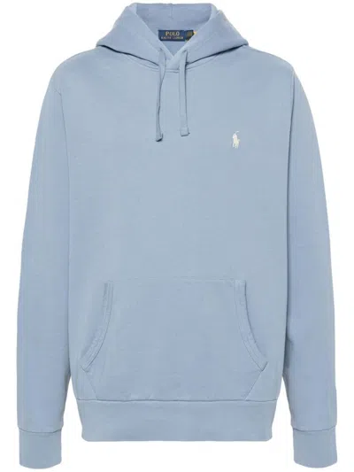 Polo Ralph Lauren Polo Pony Cotton Hoodie In Light Blue