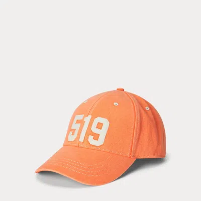 Polo Ralph Lauren Felt-patch Twill Ball Cap In Bright Signal Orange