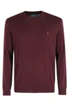 Polo Ralph Lauren Fine-knit Merino Wool Long Sleeve Pullover In Burgundy
