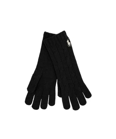 Polo Ralph Lauren Five-finger Knitted Gloves In Black