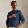 Polo Ralph Lauren Flag Pointelle Cotton-linen Sweater In Indigo/multi