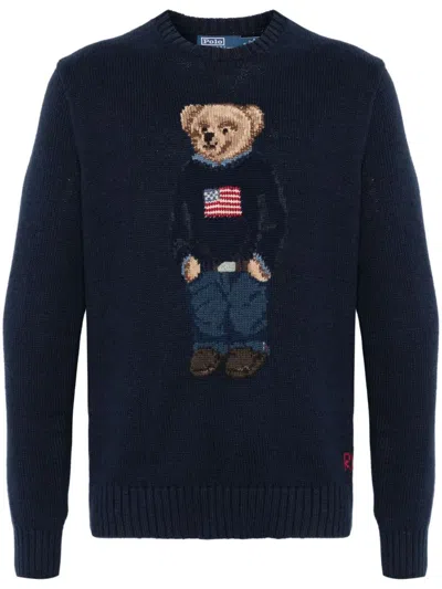 Polo Ralph Lauren Preppy Bear Crew Knit Navy In Blue