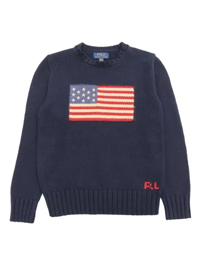 Polo Ralph Lauren Kids' Flag Cn Swtr-tops-sweater In Blue