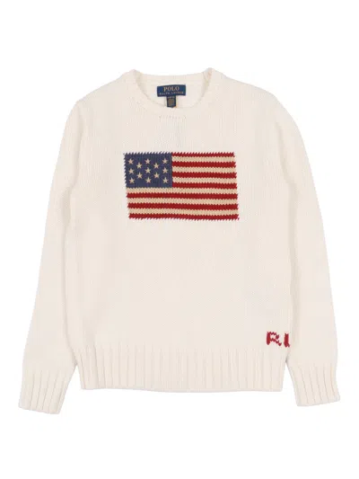 Polo Ralph Lauren Flag Cn Swtr Tops Sweater In White