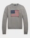 Polo Ralph Lauren Flag Cotton Crewneck Sweater In Brown