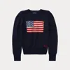 Polo Ralph Lauren Kids' Flag Cotton Crewneck Sweater In Hunter Navy