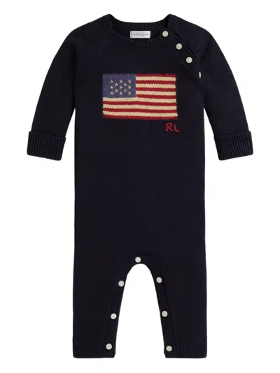 Polo Ralph Lauren Babies' Flag Cotton Romper In Blue