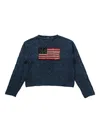 Polo Ralph Lauren Flag Pointelle Cotton-linen Sweater In Blue