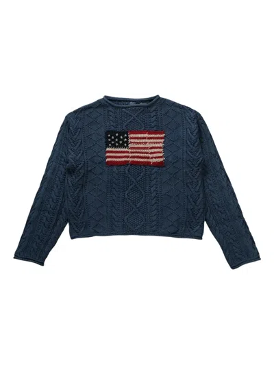 POLO RALPH LAUREN FLAG-DETAIL KNITTED SWEATER