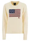 Polo Ralph Lauren Flag Embroidered Knit Sweatshirt In Neutral