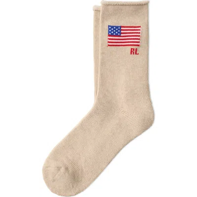 POLO RALPH LAUREN POLO RALPH LAUREN FLAG EMBROIDERED ROLL TOP CREW SOCKS