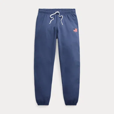 Polo Ralph Lauren Flag Graphic Fleece Athletic Trouser In Blue