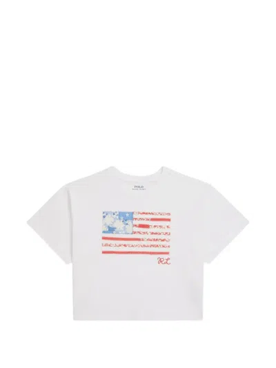 Polo Ralph Lauren Kids' Flag Graphic T-shirt In White