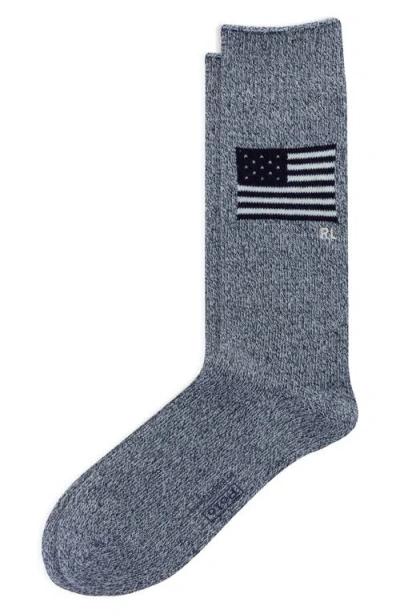 Polo Ralph Lauren Flag Indigo Yarn Dye Crew Socks In Multi