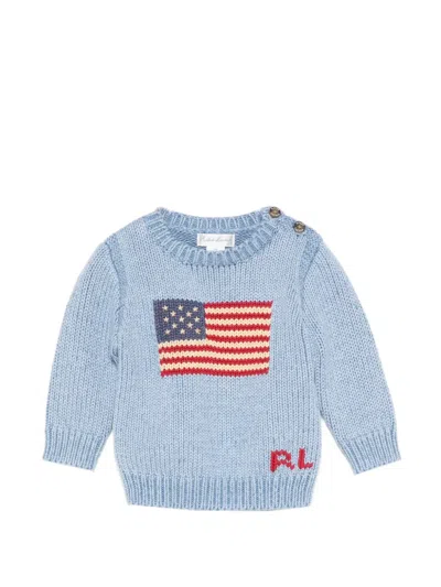 Polo Ralph Lauren Flag Intarsia Baby Sweater In Blue