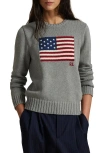 Polo Ralph Lauren Flag Intarsia Cotton Crewneck Sweater In Gray