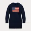 Polo Ralph Lauren Flag-intarsia Cotton Sweater Dress In Hunter Navy