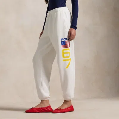Polo Ralph Lauren Flag Logo Fleece Sweatpant In White