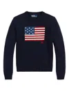 Polo Ralph Lauren Flag Cotton Crewneck Sweater Woman Sweater Navy Size S Cotton In Hunter Navy Multi