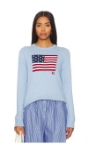 Polo Ralph Lauren Flag Cotton Crewneck Sweater In Chambray