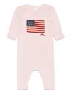 Polo Ralph Lauren Flag-motif Romper In Pink