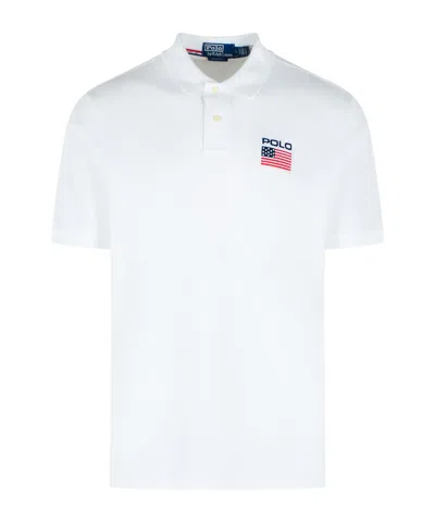 Polo Ralph Lauren Flag Polo Shirt In White