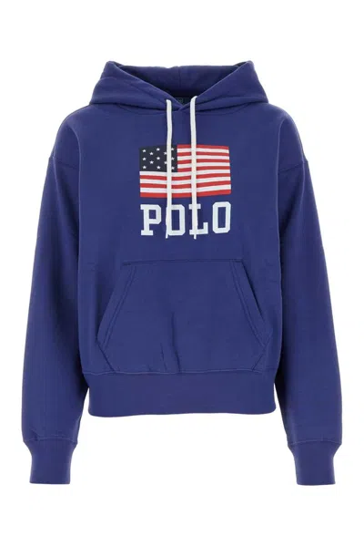 Polo Ralph Lauren Hooded Sweatshirt With Flag Print In Blue