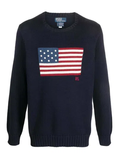 Polo Ralph Lauren Flag Sweater In Blue