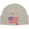 Polo Ralph Lauren Flag Wool Blend Beanie In Gray
