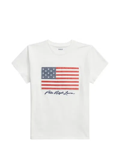 Polo Ralph Lauren Flag-motif T-shirt In White
