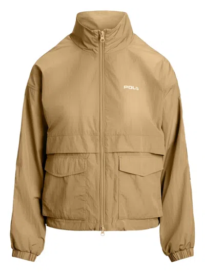 Polo Ralph Lauren Flap-pocket Logo-print Jacket In Neutral