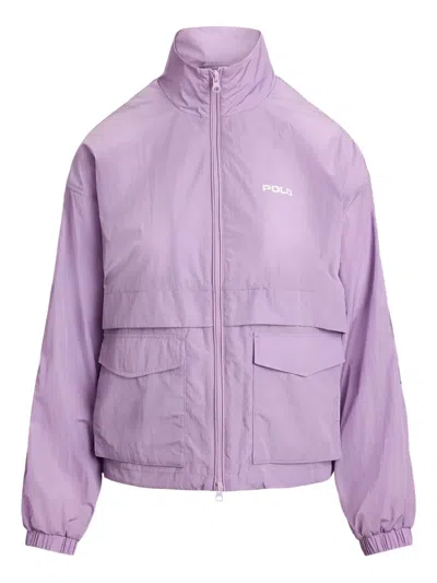 Polo Ralph Lauren Flap-pocket Logo-print Jacket In Purple