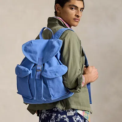 Polo Ralph Lauren Flap-top Canvas Backpack In New England Blue