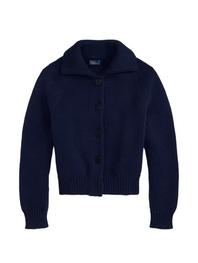 Polo Ralph Lauren Flapped-collar Buttoned Cardigan In Blue