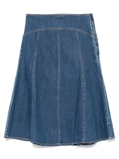 Polo Ralph Lauren Flared Denim Skirt With Panel Detailing In Blue