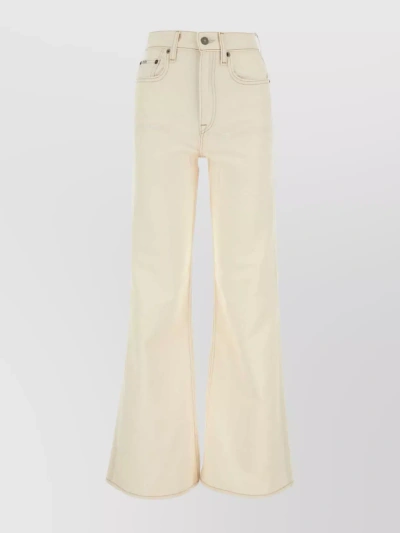 POLO RALPH LAUREN FLARED HIGH-WAISTED DENIM TROUSERS WITH BACK PATCH POCKETS