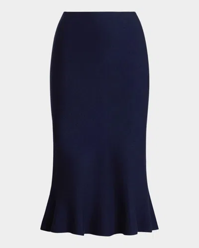 Polo Ralph Lauren Flared Knit Skirt In Hunter Navy