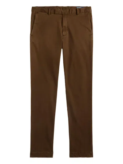 Polo Ralph Lauren Flat-front Cotton Trousers In Burgundy
