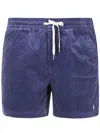 Polo Ralph Lauren Corduroy Bermuda Shorts With Logo Embroidery In Blue