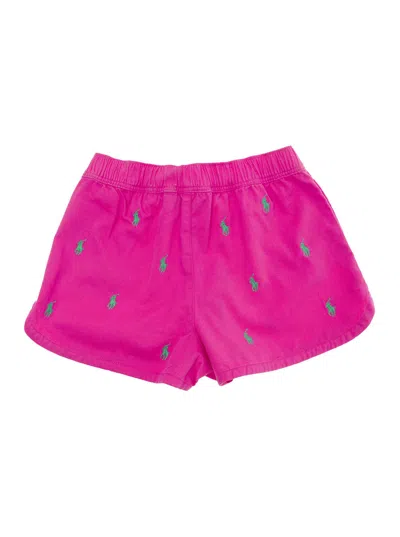 Polo Ralph Lauren Kids' Flat Front Shorts In Fuxia