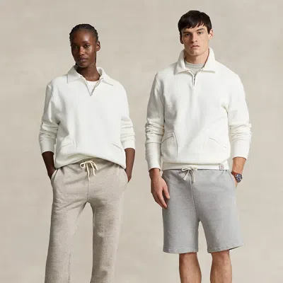 Polo Ralph Lauren Fleece Collared Quarter-zip Sweatshirt In White