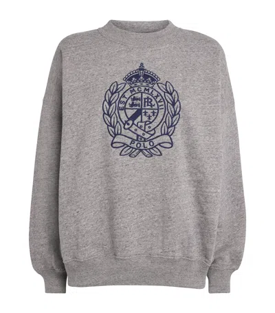 Polo Ralph Lauren Fleece Crest-embroidered Sweatshirt In Gray